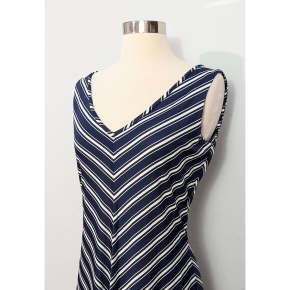 Blue/White Chevron 70s Maxi Dress - Picture 5 of 6